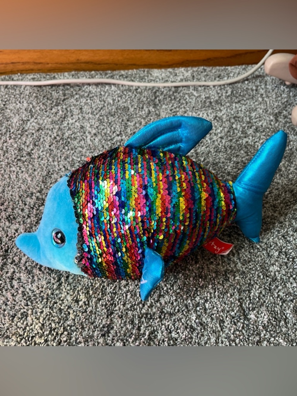 Gitzy Fish Pink Fins & Nose Multicolor Sequins 13" Plush